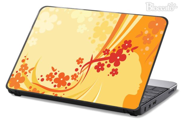 Skin Adesivo p/ Notebook, Netbook, Lap Top - Floral Laranja